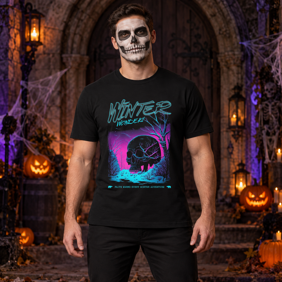 Winter Wonders T-Shirt – Dark Editorial Graphic Design Graphic Tee - Color: black