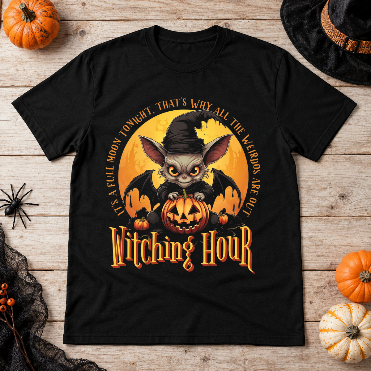 Witching Hour T-Shirt – Skull & Reaper Gothic Graphic Graphic Tee - Color: black