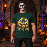 Witching Hour T-Shirt – Skull & Reaper Gothic Graphic Graphic Tee - Color: forest green