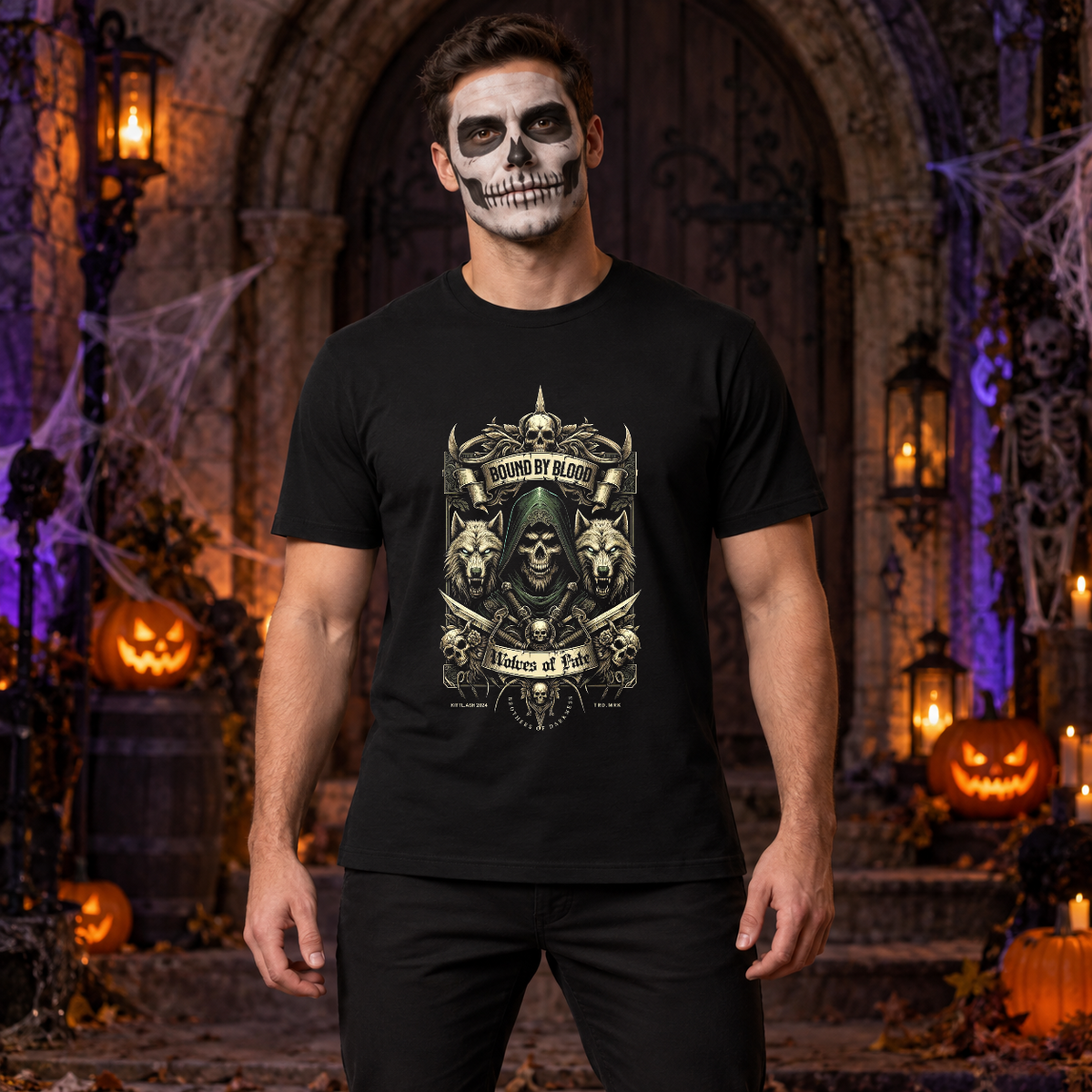 Wolves of Fate T-Shirt – Dark Streetwear Graphic Design Graphic Tee - Color: black
