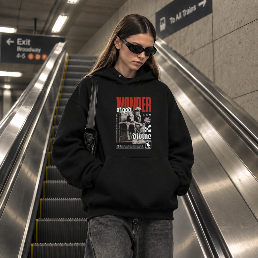 Wonder of God Divine Statue Hoodie – Dark Art / Renaissance Aesthetic Graphic Hoodie - Color: black