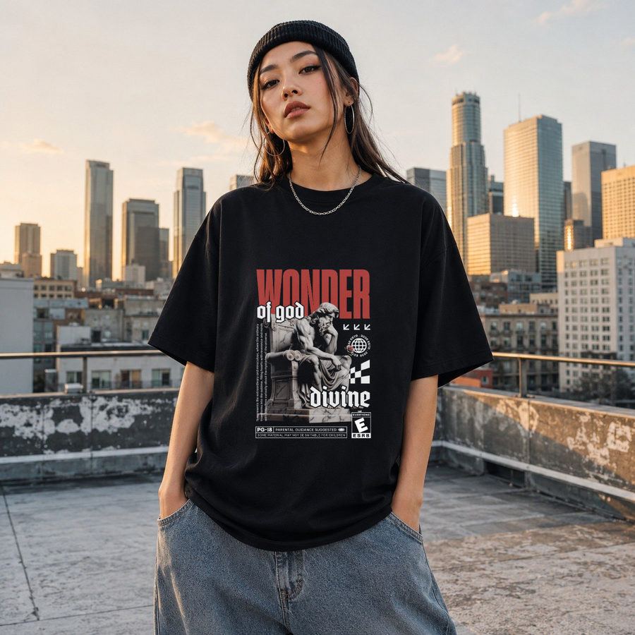 Wonder of God Divine Statue T-Shirt – Dark Art / Renaissance Aesthetic Graphic Tee - Color: Black