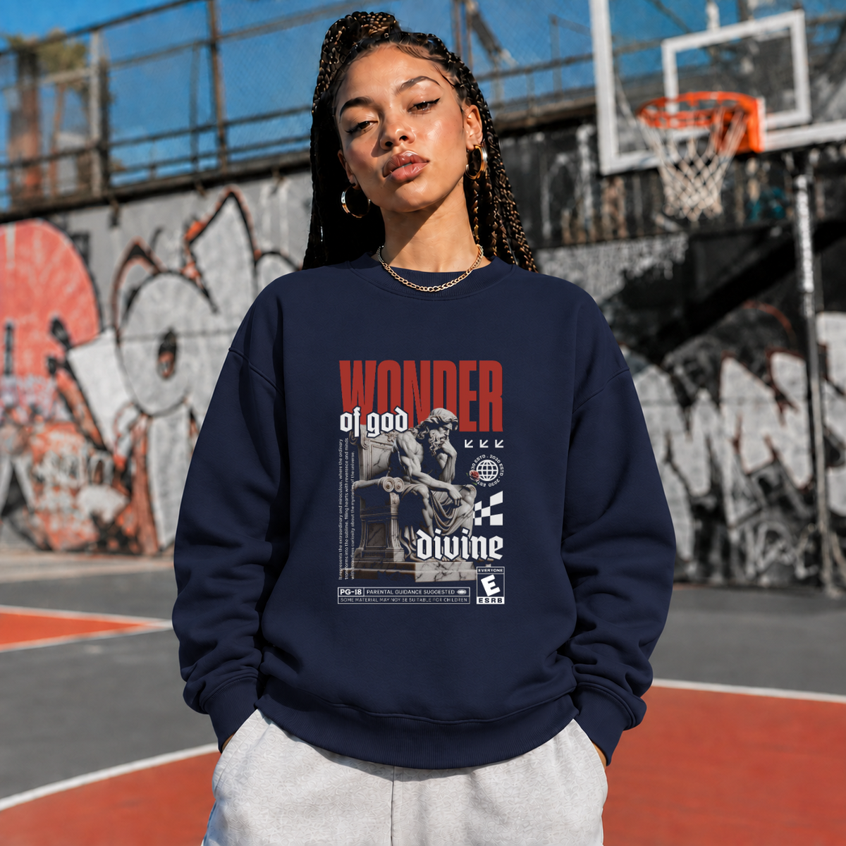 Wonder of God Divine Statue T-Shirt – Dark Art / Renaissance Aesthetic Graphic Tee - Color: navy