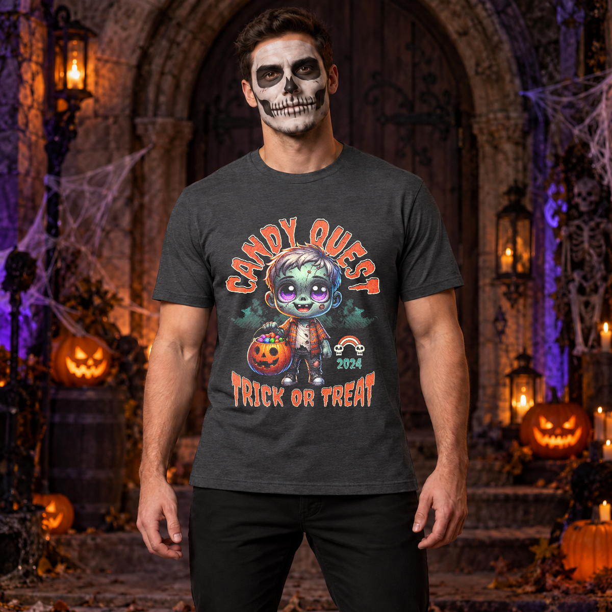 Zombie candy quest T-Shirt – Zombie & Monster Horror Graphic Graphic Tee - Color: dark heather