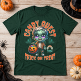 Zombie candy quest T-Shirt – Zombie & Monster Horror Graphic Graphic Tee - Color: forest green