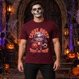 Zombie candy quest T-Shirt – Zombie & Monster Horror Graphic Graphic Tee - Color: maroon