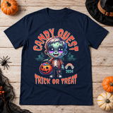 Zombie candy quest T-Shirt – Zombie & Monster Horror Graphic Graphic Tee - Color: navy