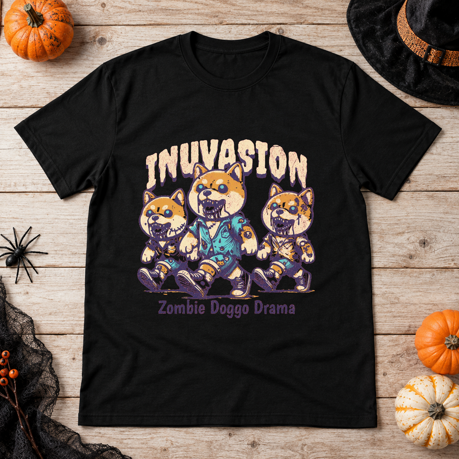 Zombie Doggo Drama T-Shirt – Zombie & Monster Horror Graphic Graphic Tee - Color: black