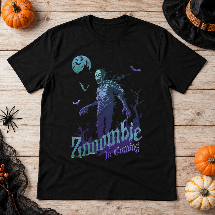 Zooombie is coming - Halloween theme T-Shirt – Halloween Streetwear Graphic Graphic Tee - Color: black