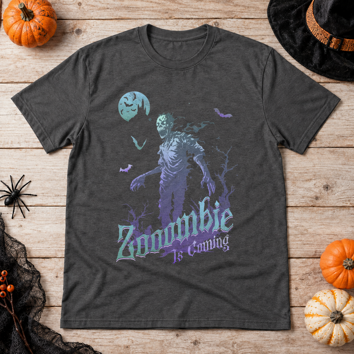Zooombie is coming - Halloween theme T-Shirt – Halloween Streetwear Graphic Graphic Tee - Color: dark heather